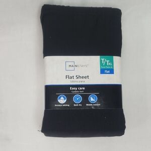 Mainstays Black 300 Thread Count Twin T/XL Flat Sheet